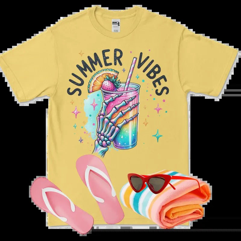 Summer Vibes Design T-shirt - Gildan Hammer Tee