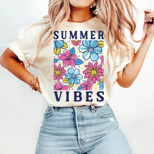 Summer Vibes Floral DTF Transfers - THIS IS NOT A SHIRT Hoodie, Sweatshirt | InkThreadWorks.com