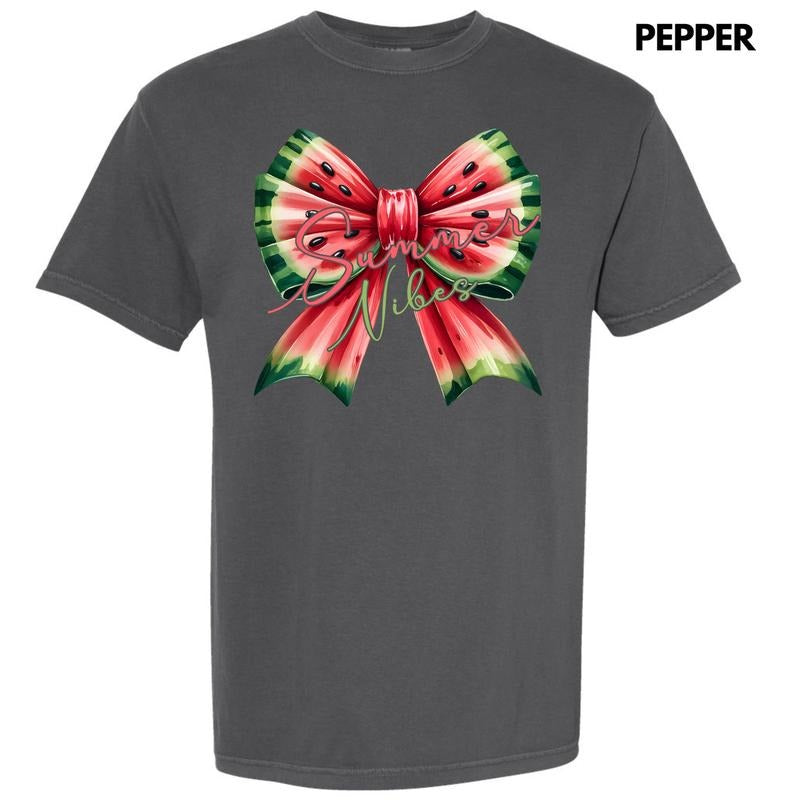 Summer Watermelon Bow Comfort Colors T-Shirt 'NLB' Hoodie, Sweatshirt | InkThreadWorks.com