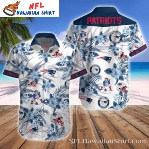 Summertime Touchdown Floral Patriots Hawaiian Shirt - Beachside Fan Fashion