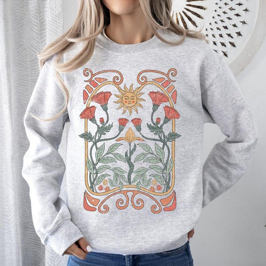 Sun Art Deco Design, Celestial Art Nouveau, Colorful Sweatshirt T-Shirts, Hoodie | InkThreadWorks.com