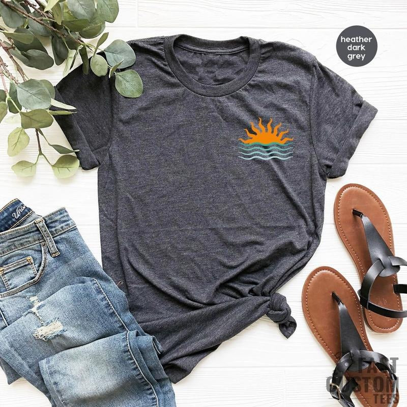 Sun Shirt, Pocket Sun Shirt, Pocket Summer Shirt, Pocket Tee, Sea Shirt, Beach Shirt, Sea T Shirt, Vacation Shirt, Summer...