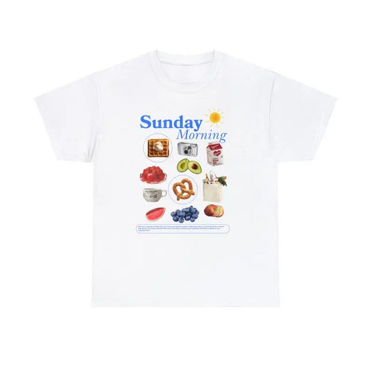 Sunday Morning Graphic Tee Aesthetic Crewneck Shirt, Trendy Crewneck Graphic Shirt Breakfast Club Graphic Tee Y2k Shirt Aesthetic Shirt Women