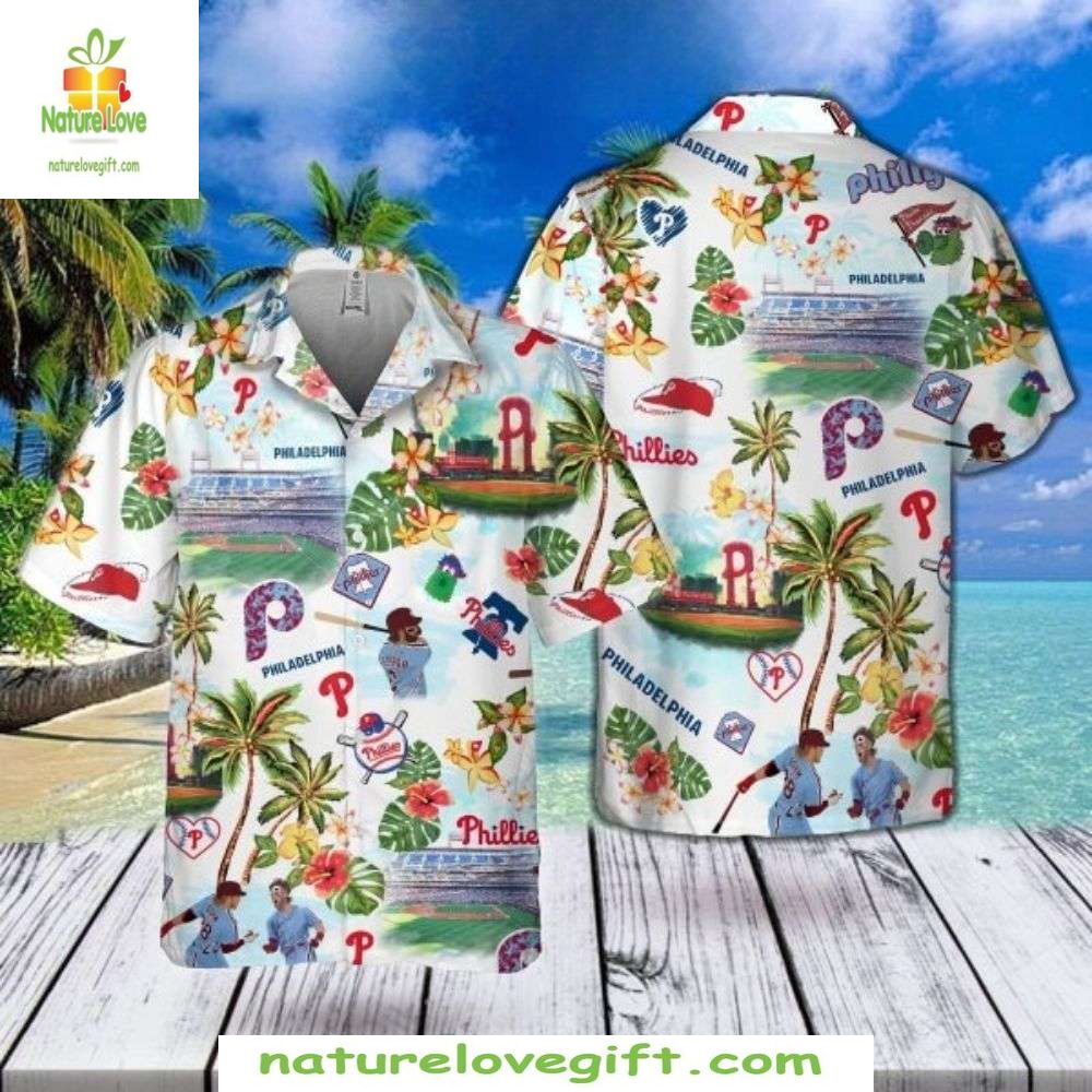 Philadelphia Phillies Hawaiian Shirt Sunset Citizens Bank Park MLB Baseball Apparel