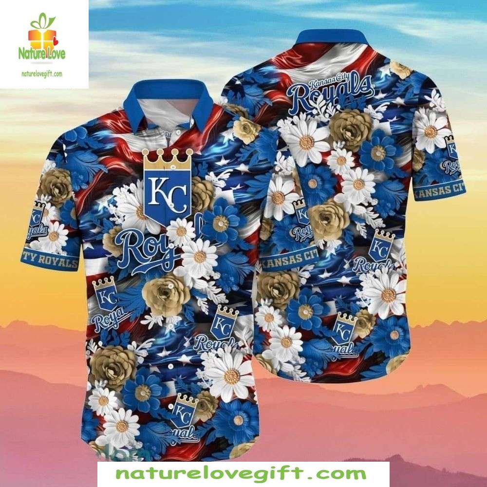 Kansas City Royals Hawaiian Shirt Sunset Blossoms Tropical MLB Apparel