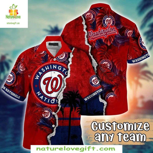 Washington Nationals Hawaiian Shirt Custom MLB Baseball Apparel Sunset Palm