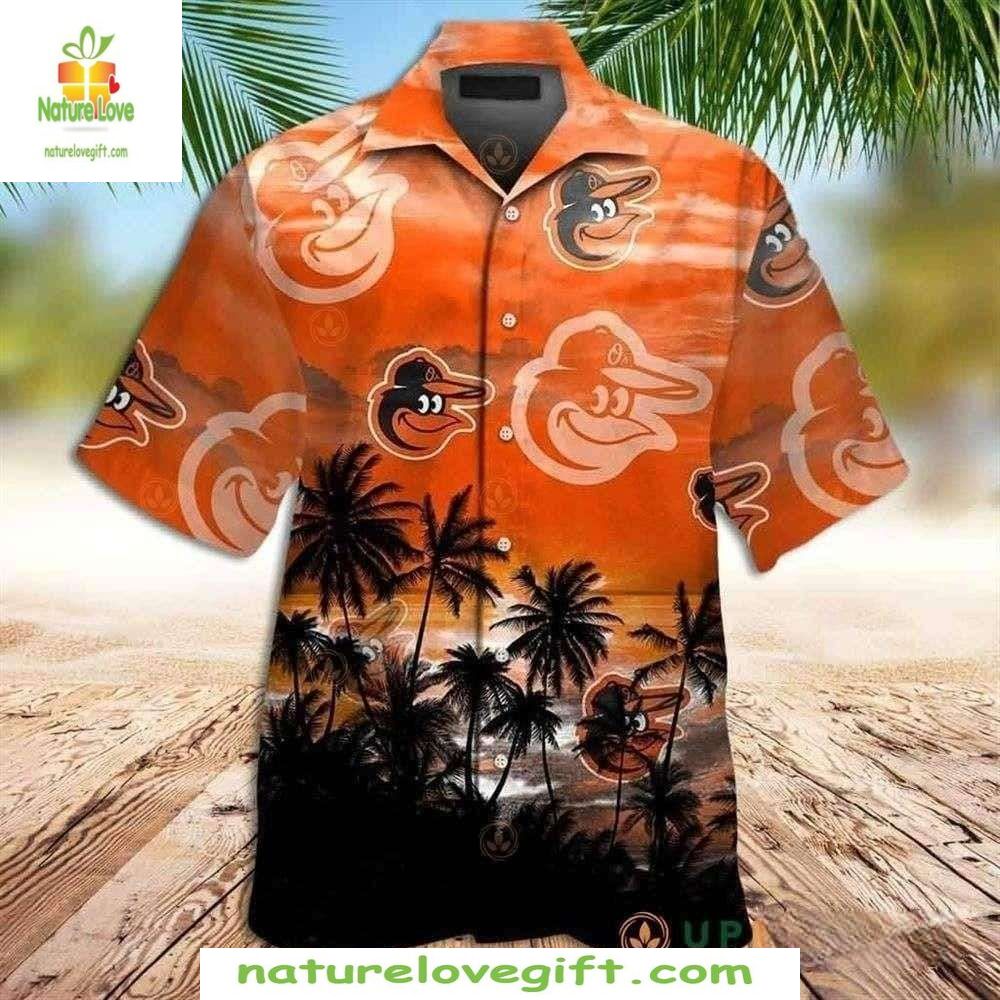 Baltimore Orioles Hawaiian Shirt Sunset Palms MLB Baseball Aloha Shirt
