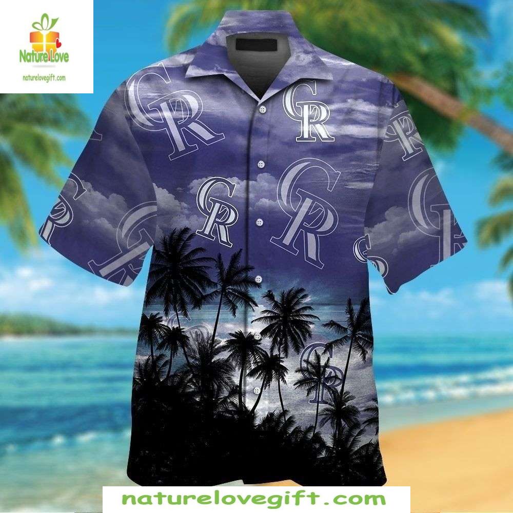 MLB Hawaiian Shirt Sunset Palms Colorado Rockies Tropical Baseball Apparel