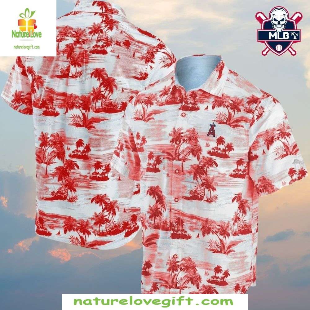 Los Angeles Angels Hawaiian Shirt Sunset Palms Tropical Baseball Apparel