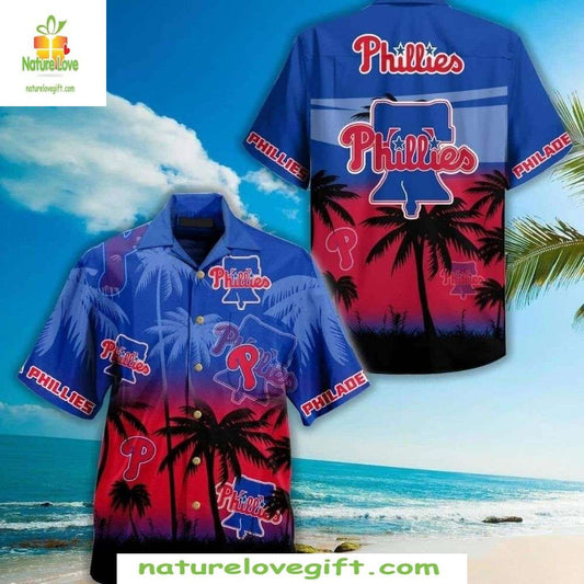 Philadelphia Phillies Hawaiian Shirt Tropical Sunset Palms MLB Baseball Apparel