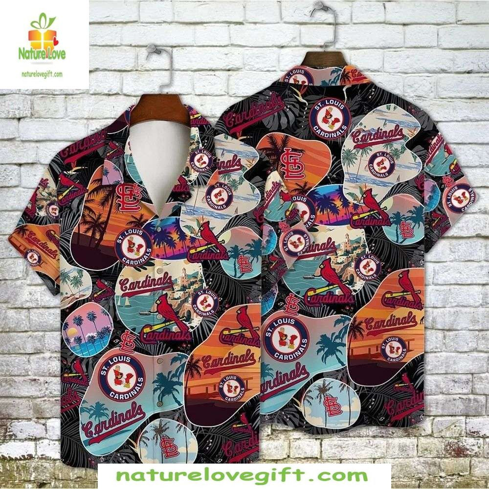 St Louis Cardinals Hawaiian Shirt Sunset Palms MLB Baseball Aloha Shirt