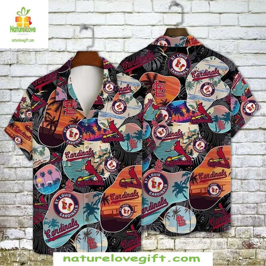 St Louis Cardinals Hawaiian Shirt Sunset Palms MLB Baseball Aloha Shirt