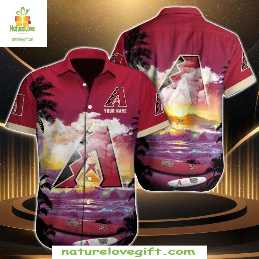 Arizona Diamondbacks Hawaiian Shirt Sunset Serenade Palm Design MLB