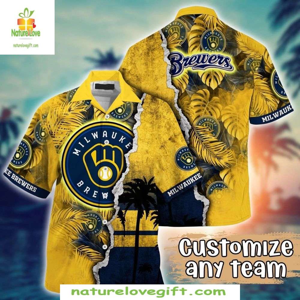 Milwaukee Brewers Hawaiian Shirt Sunset Serenade Custom MLB Aloha Shirt