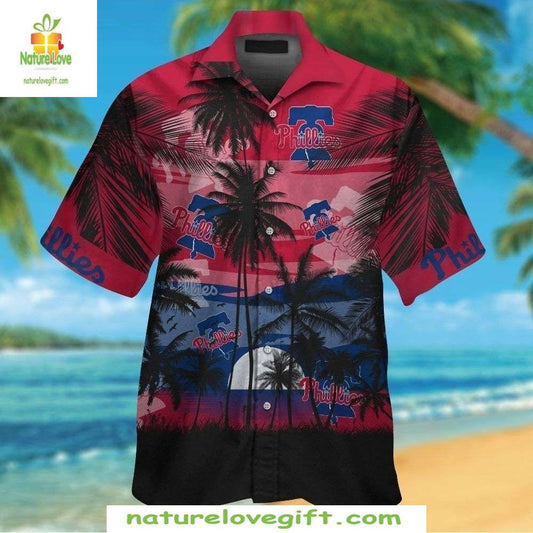 Philadelphia Phillies Hawaiian Shirt Sunset Serenade MLB Baseball Beach Apparel