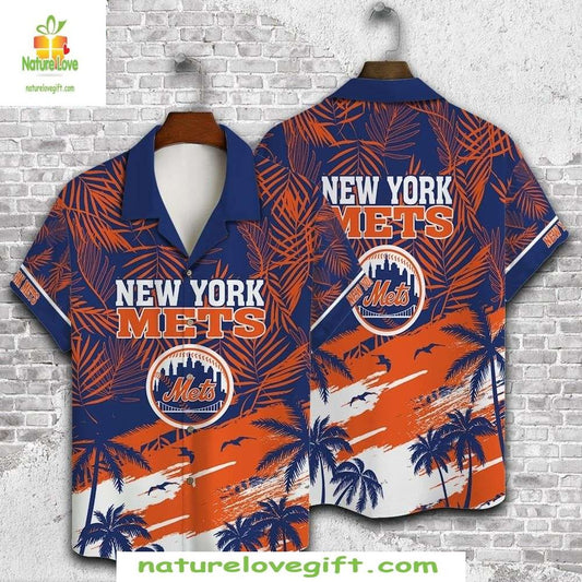 New York Mets Hawaiian Shirt Sunset Silhouette MLB Baseball Apparel