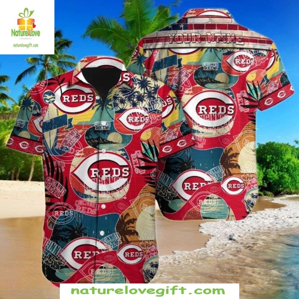 Cincinnati Reds Hawaiian Shirt Sunset Surfboards MLB Baseball Apparel