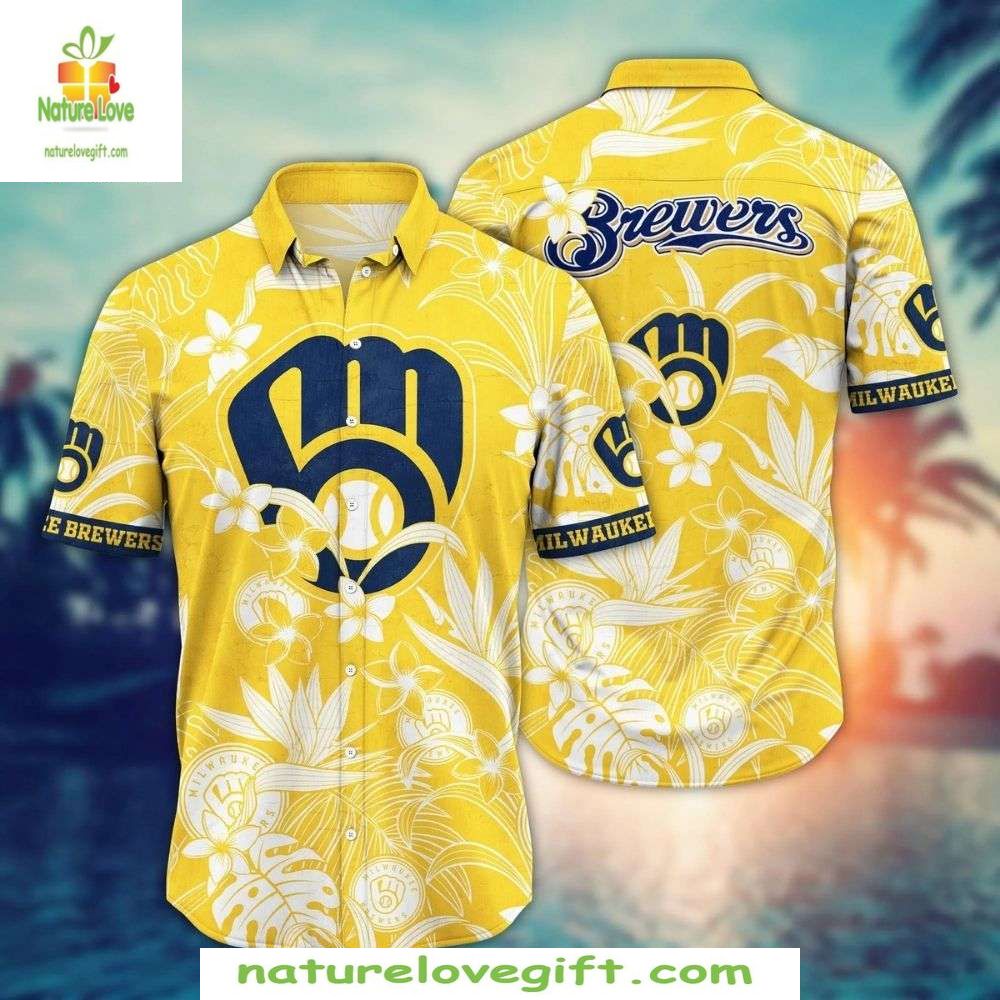Milwaukee Brewers Hawaiian Shirt Floral Pitcher Stylish Baseball Apparel