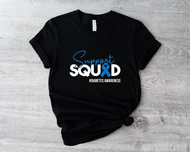 Support Squad T-Shirt, Diabetes Awareness Shirt, Blue Ribbon Family Support Tee, In November We Wear Blue Shirt Hoodie,...