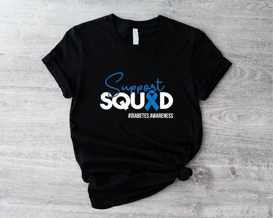 Support Squad T-Shirt, Diabetes Awareness Shirt, Blue Ribbon Family Support Tee, In November We Wear Blue Shirt Hoodie,...