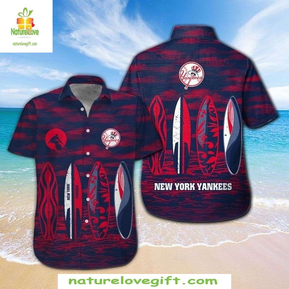MLB NY Yankees Hawaiian Shirt Surfboard Graphic Baseball Apparel