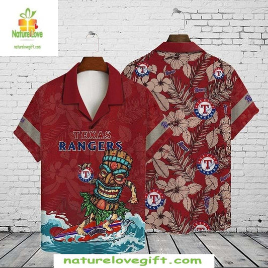 Texas Rangers MLB Hawaiian Shirt Surfer Tiki Baseball Apparel