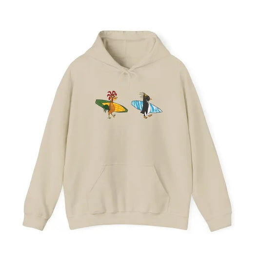 Surfing Chicken Unisex Hoodie - Chicken Joe and Cody Maverick Beach Hoodie, Ocean Waves Graphic, Summer Vibes, Coastal Theme, Surf Lovers
