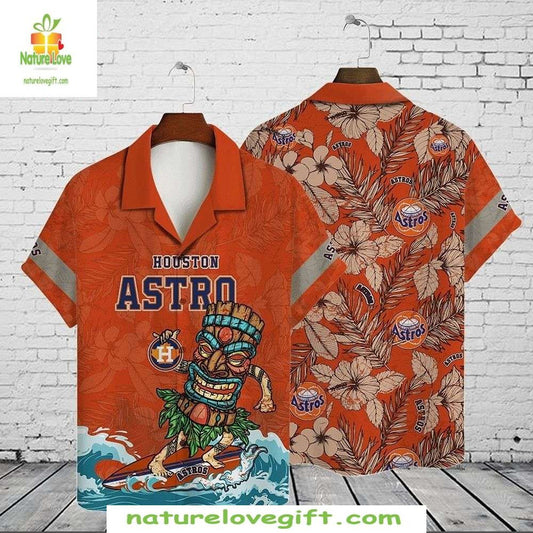 Houston Astros Hawaiian Shirt Surfing Tiki MLB Baseball Aloha Shirt
