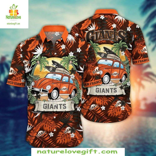 San Francisco Giants Hawaiian Shirt Vintage Car Palm Print MLB Baseball Apparel