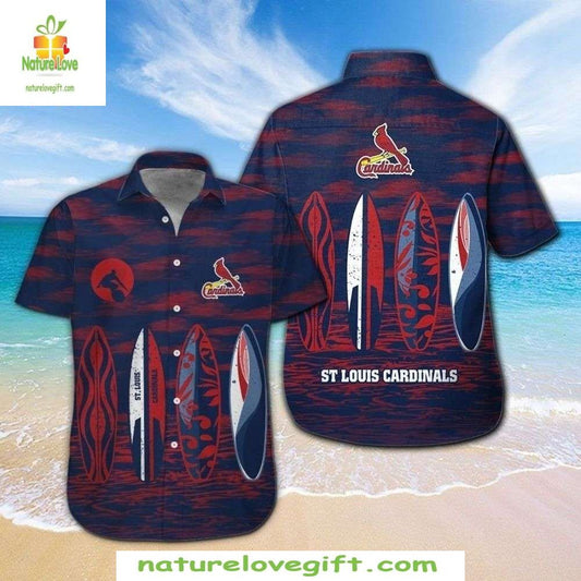 St Louis Cardinals Hawaiian Shirt Surf’s Up Dark Beach Baseball Apparel