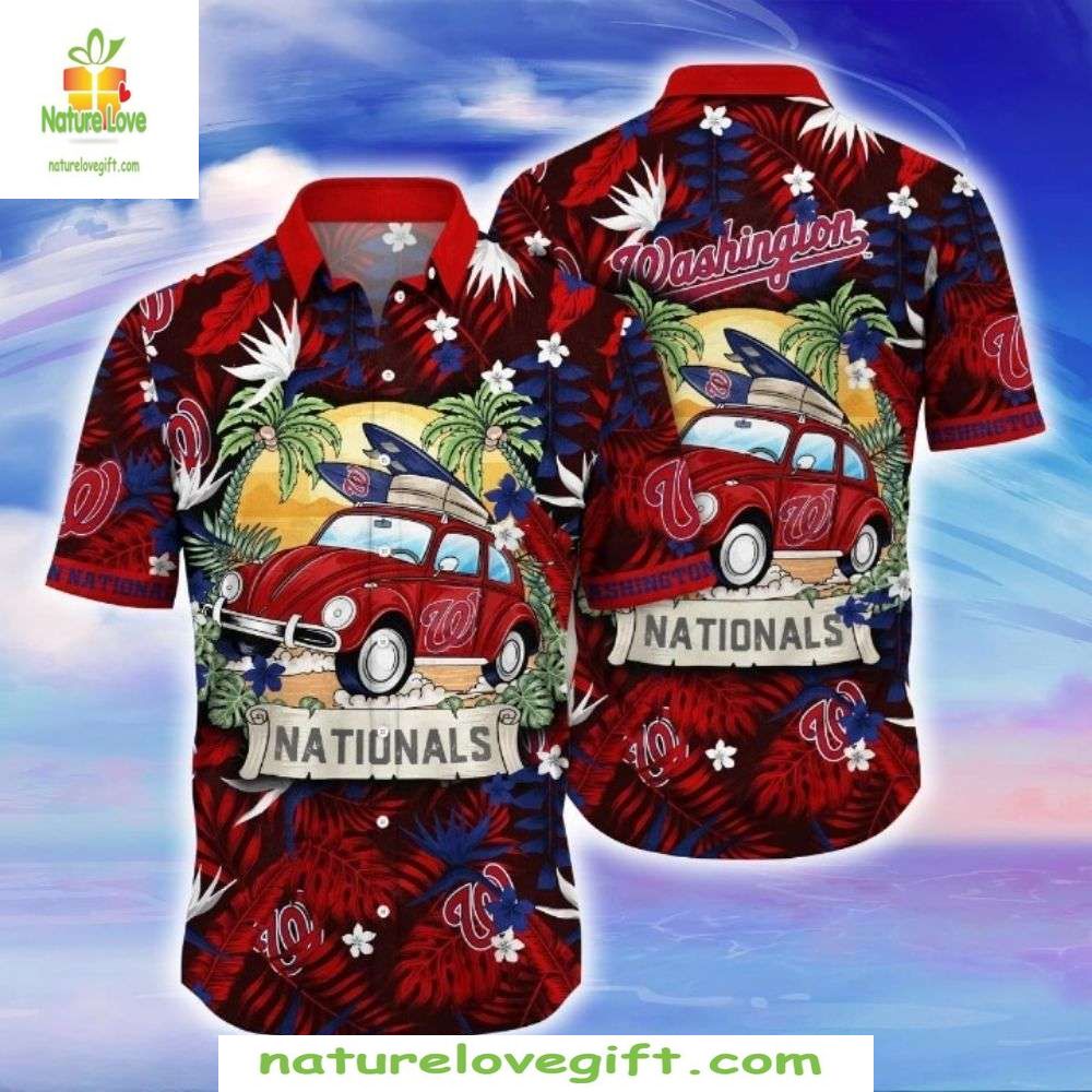 Washington Nationals Hawaiian Shirt Surf’s Up Retro Beach Vibes MLB Baseball Apparel