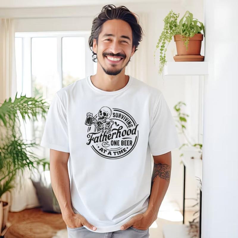 Surviving Fatherhood One Beer At A Time Shirts, Happy Fathers Day Gift Shirt, Drinking Skeleton Father Sweatshirt, Funny Dad Sweater