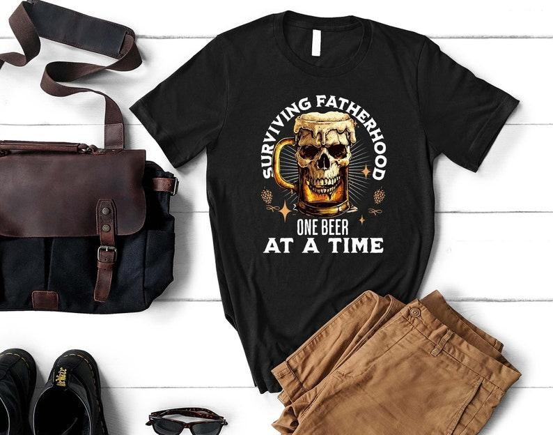 Surviving Fatherhood One Beer at a Time, Craft Beer Lover, Father's Day Gift, Funny Dad Birthday Tee, Gift