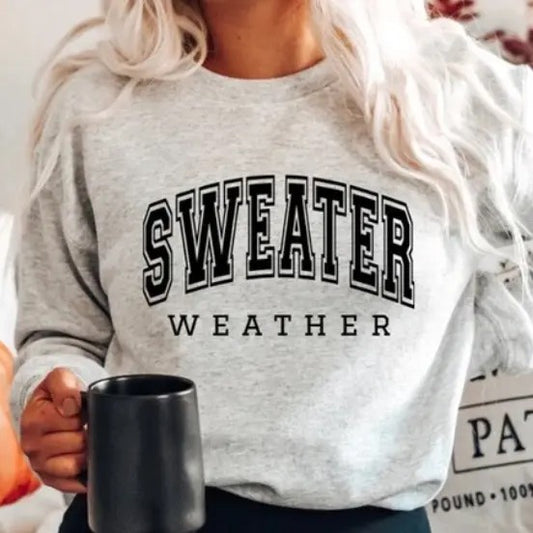 Sweater Weather Fleece Crewneck Sweatshirt T-Shirts, Hoodie | InkThreadWorks.com
