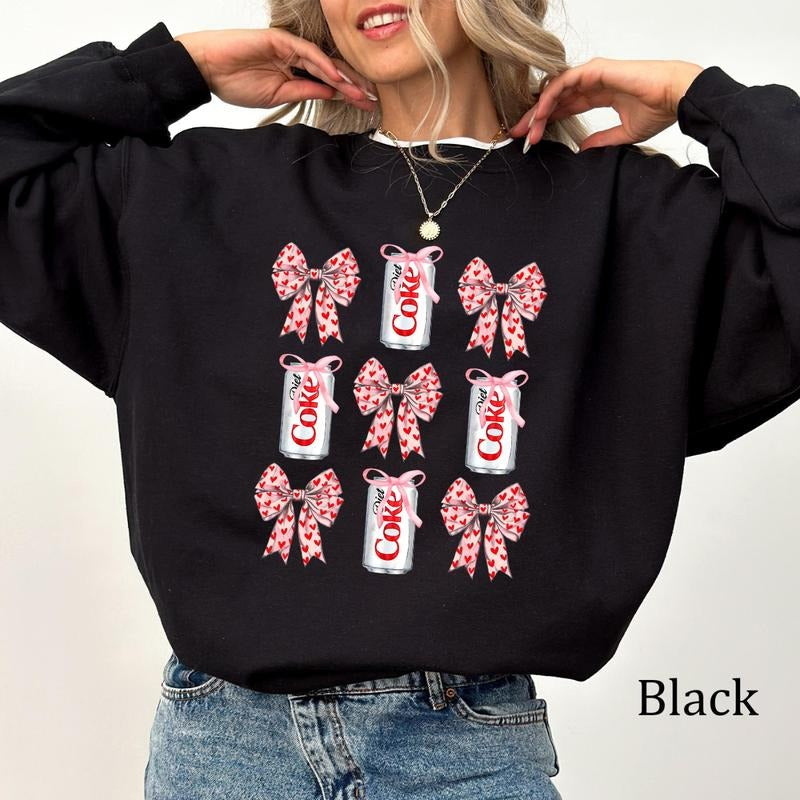 Diet Coke Pink Bow Coquette Cute Pink Soda T-shirt/Sweatshirt - Classic Fit, 100% Cotton, Short Length, Available in Multiple Colors, Unisex Design