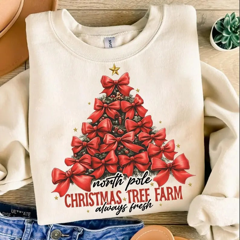 North Pole Christmas Tree Cotton T-shirt/Sweatshirt for Women - Unisex Style - Womenswear, Top Hoodie | InkThreadWorks.com