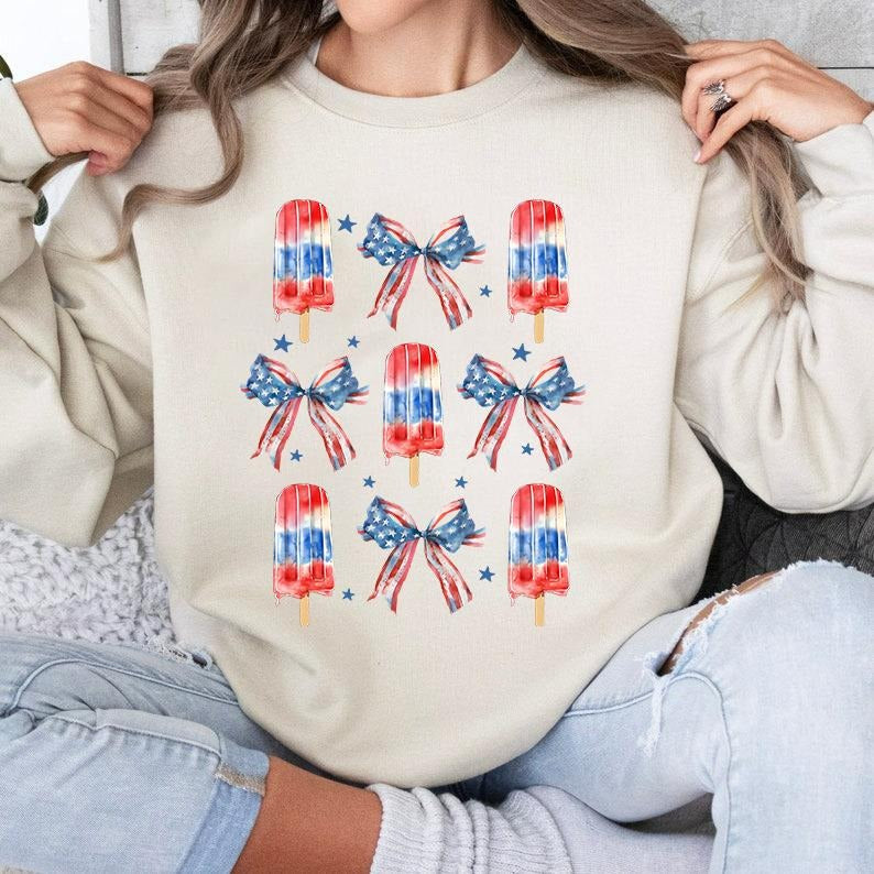 Sweet Land Sweatshirt, USA ice-cream, American Popsicle, Patriotic Coquette Sweatshirt, July 4th Shirt, Coquette American, American Shirt