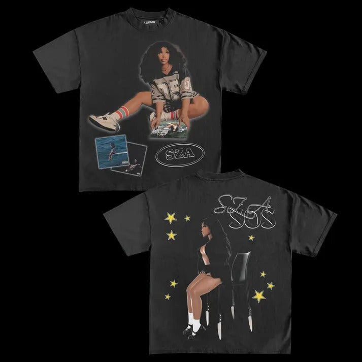 Sza Sos Tee Retro Cotton T-Shirt Hoodie, Sweatshirt | InkThreadWorks.com