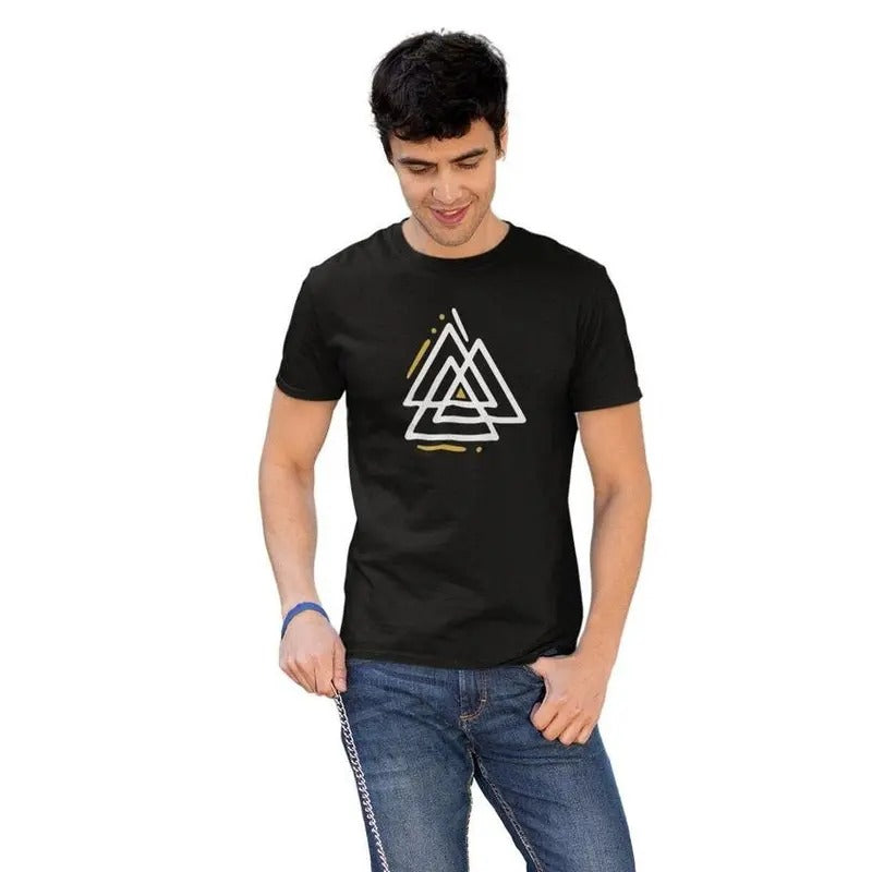 T-Shirt Men Made in USA Viking Graphic Triangle Minimalist Shirt Nordic Man T Shirt