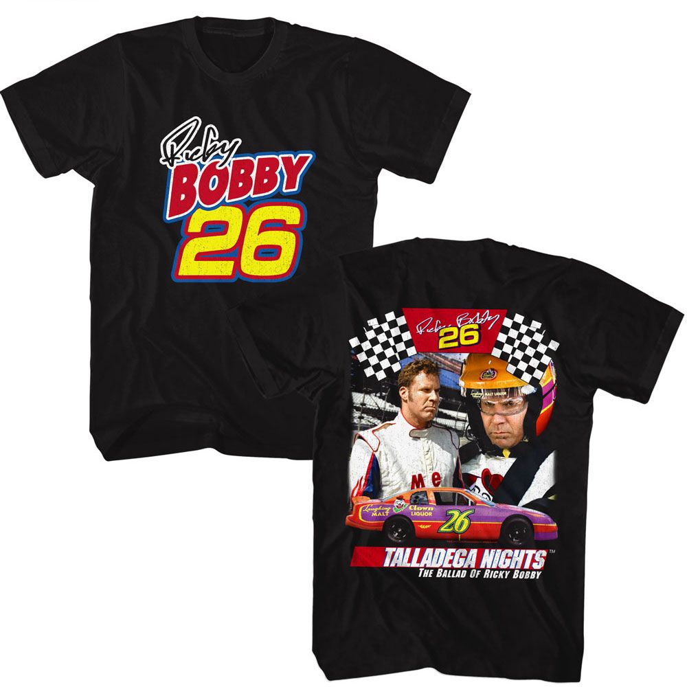 Talladega Nights - Ricky Bobby 26 - American Classics - Solid Black Adult Short Sleeve T-Shirt