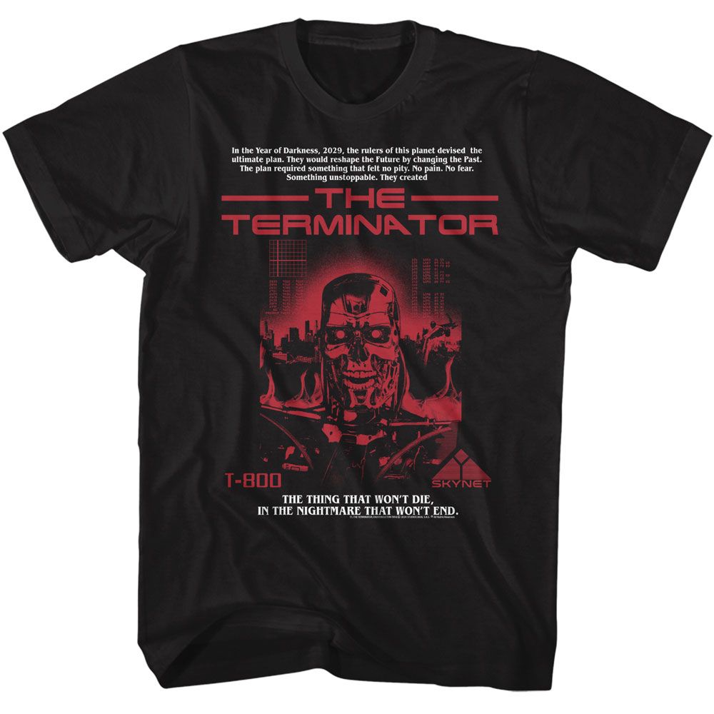 Terminator - Red T 800 - American Classics - Solid Black Adult Short Sleeve T-Shirt