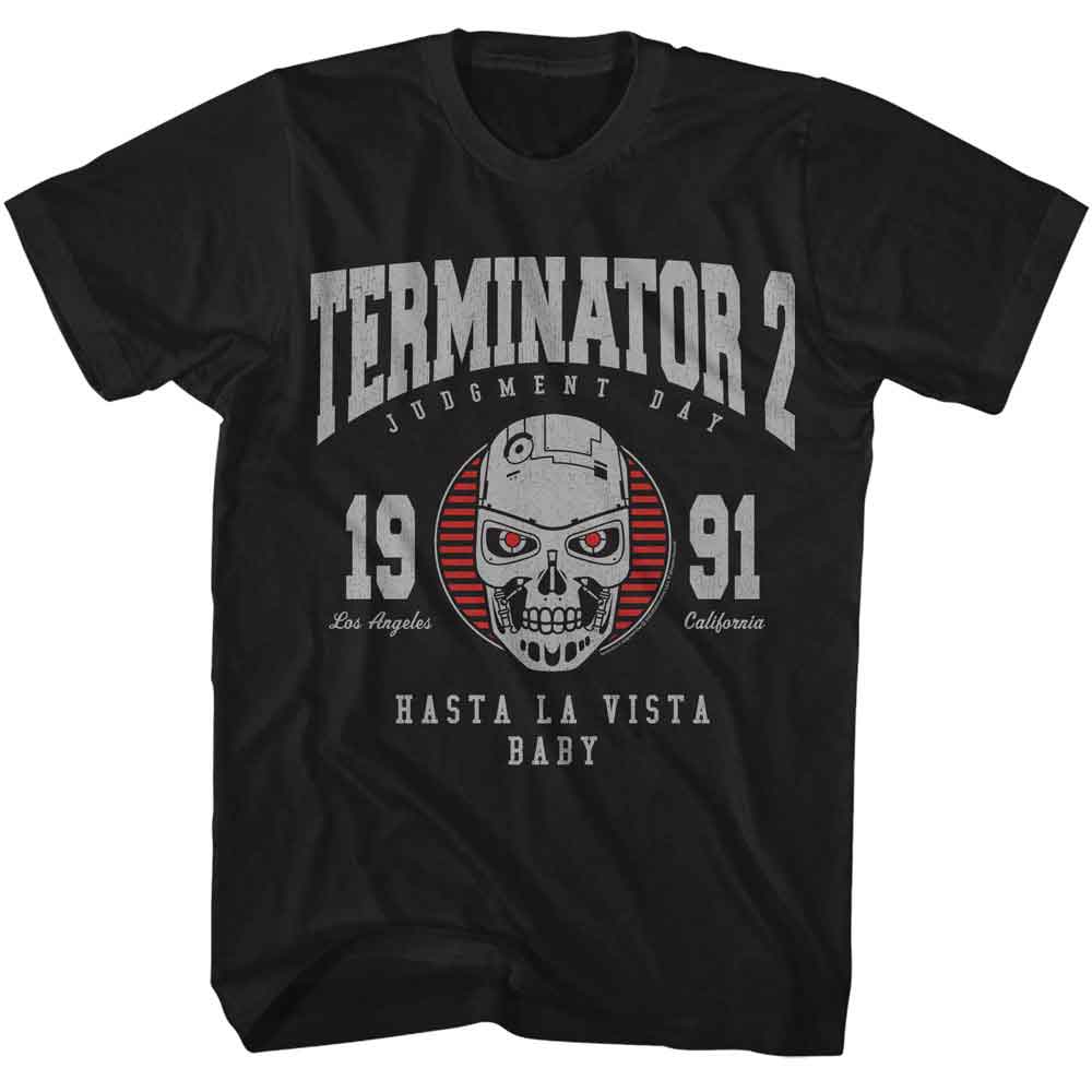 Terminator - 2 Collegiate - American Classics - Solid Black Adult Short Sleeve T-Shirt