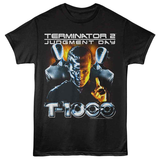 Terminator 2 - T 1000 - American Classics - Front Print Black Adult Short Sleeve T-Shirt