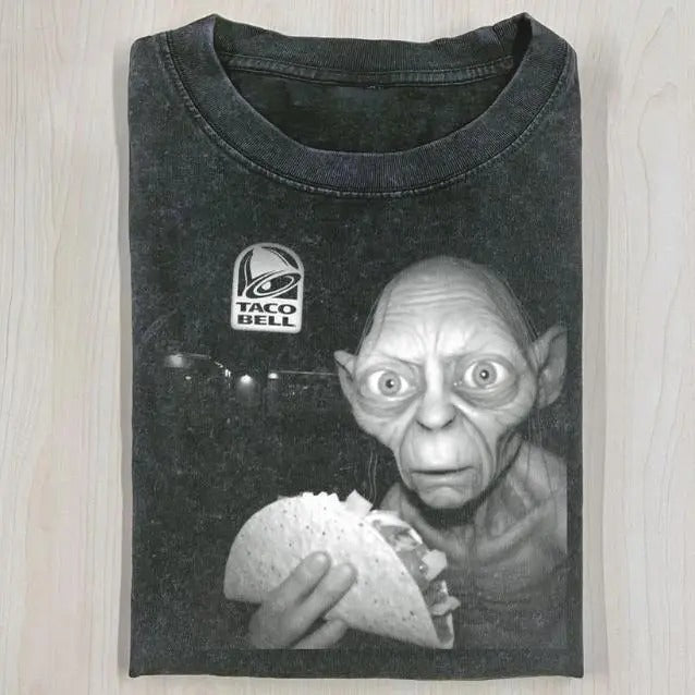 THE LORD OF THE RINGS T-SHIRT, GOLLUM Taco Bell Shirt, Movie Shirt, Funny Halloween Shirt, Gift For Men Women, Breathable Soft Cotton, Casual Round Neck, Regular Fit, All-Season, Perfect for Outdoor & Daily Fashion