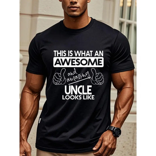 THIS IS WHAT AN AWESOME Amazing UNCLE And LOOKS LIKE Idea Tee, Uncle Birthday Gifts, Crew Neck Graphicng, Regular Fit, Moisture - Wicking, Moisture-Wicking, Casual Daily Style, Men's T Shirts, Men's Clothing For Summer Outdoor, Going Out Made in USA