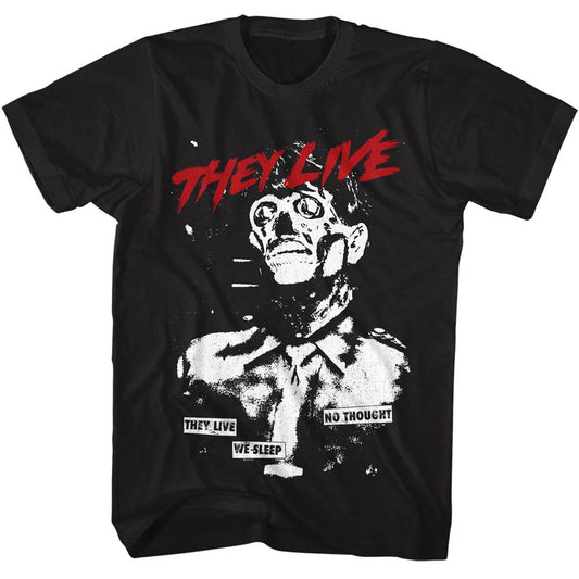 They Live - No Thought - American Classics - Solid Black Adult Short Sleeve T-Shirt