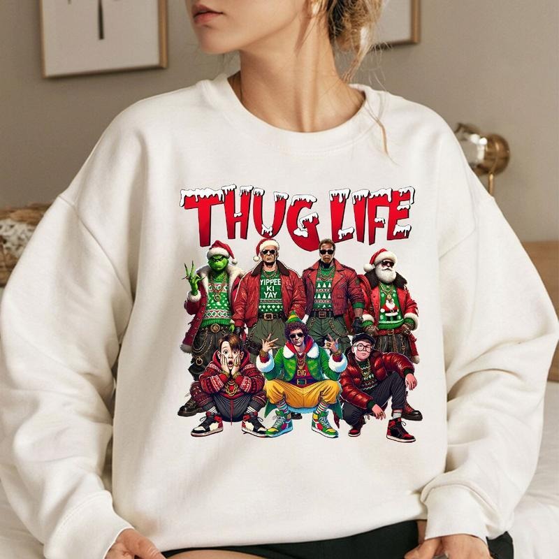 THUGLIFE Christmas Shirt, Christmas Movies Shirt, Xmas Graphic Tee Comfort Cotton, Trendy Xmas Shirt Hoodie, Sweatshirt