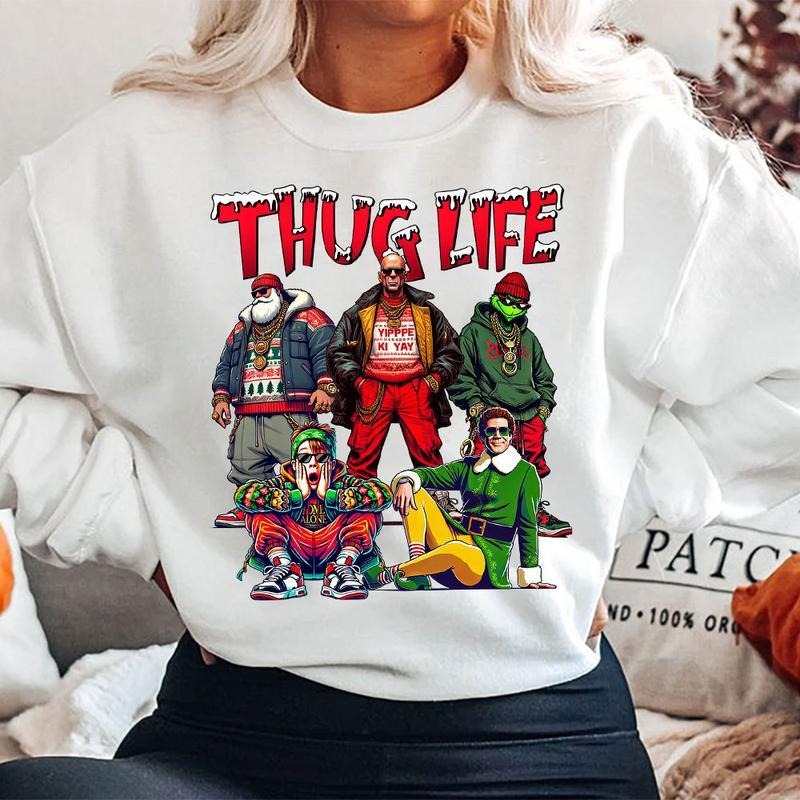 THUGLIFE Christmas Shirt, Christmas Movies Shirt, Xmas Graphic Tee Comfort Cotton, Trendy Xmas Shirt, Funny Xmas Shirt