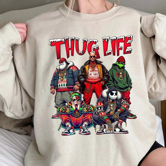 THUGLIFE Christmas Sweatshirt, Christmas Movies Shirt, Thug Life Hoodie, Xmas Graphic Hoodie , For Men, For Women