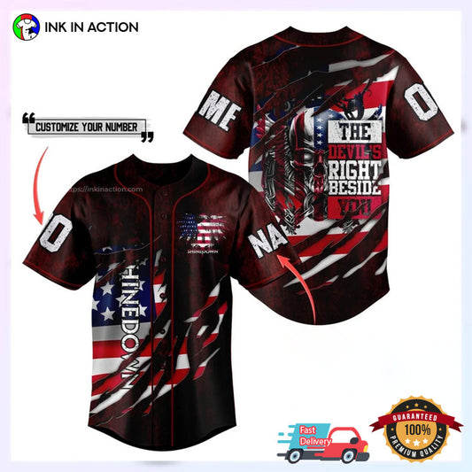 Custom The Devil’s Right Beside You US Flag Baseball Jersey, Shinedown Merch